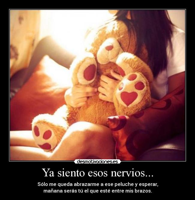 carteles brazos nervios peluche pareja amor distancia reencuentro esperar abrazar desmotivaciones