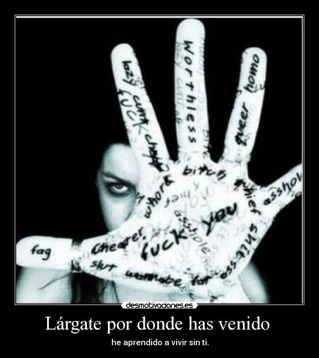 Lárgate por donde has venido - he aprendido a vivir sin ti.