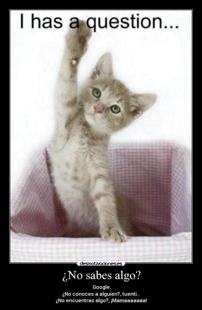 ¿No sabes algo? - Google.
¿No conoces a alguien?, tuenti..
¿No encuentras algo?, ¡Mamaaaaaaa!