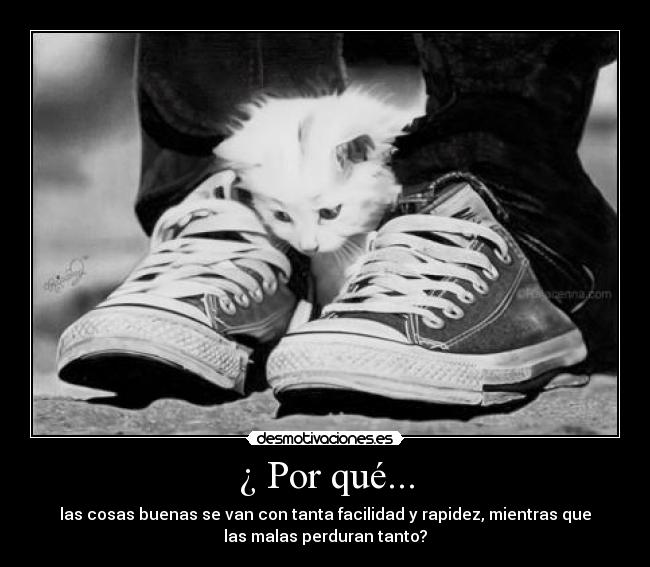 ¿ Por qué... - las cosas buenas se van con tanta facilidad y rapidez, mientras que
las malas perduran tanto?