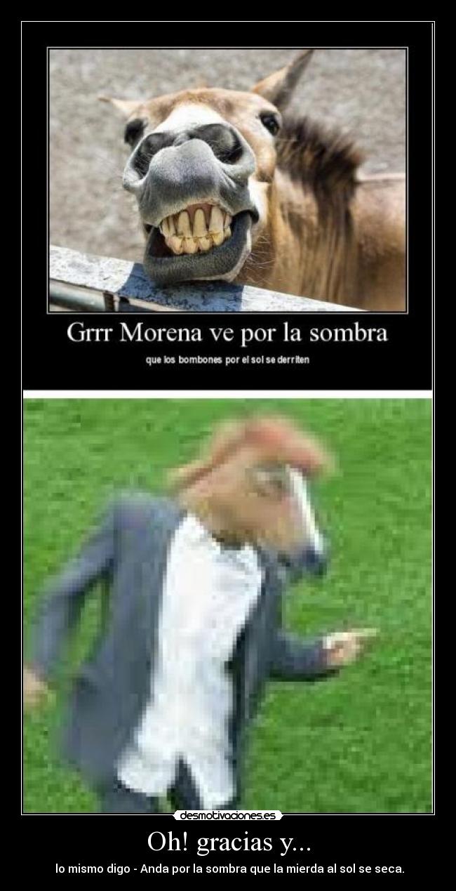 Oh! gracias y... -  lo mismo digo - Anda por la sombra que la mierda al sol se seca.