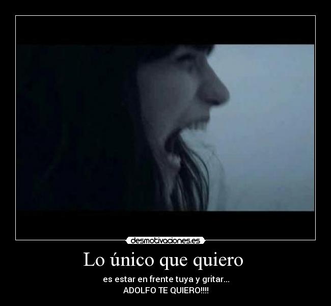 Lo único que quiero  - es estar en frente tuya y gritar...
ADOLFO TE QUIERO!!!!