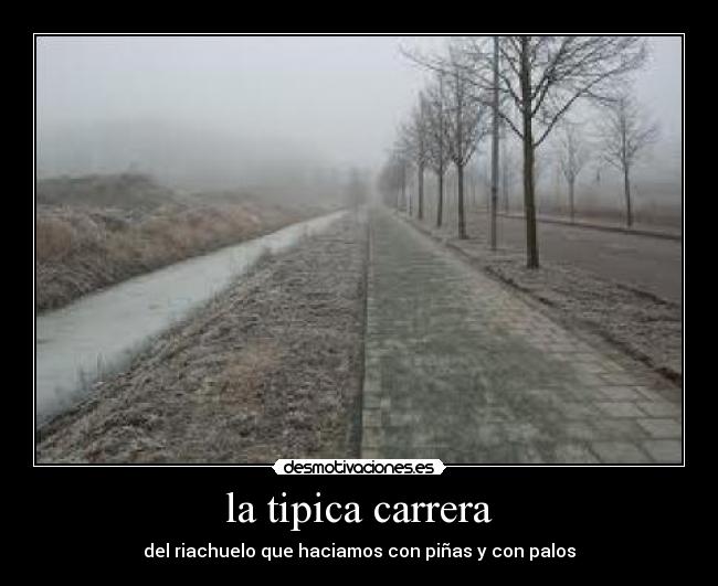 la tipica carrera - del riachuelo que haciamos con piñas y con palos