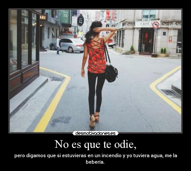 No es que te odie, - pero digamos que si estuvieras en un incendio y yo tuviera agua, me la bebería.
