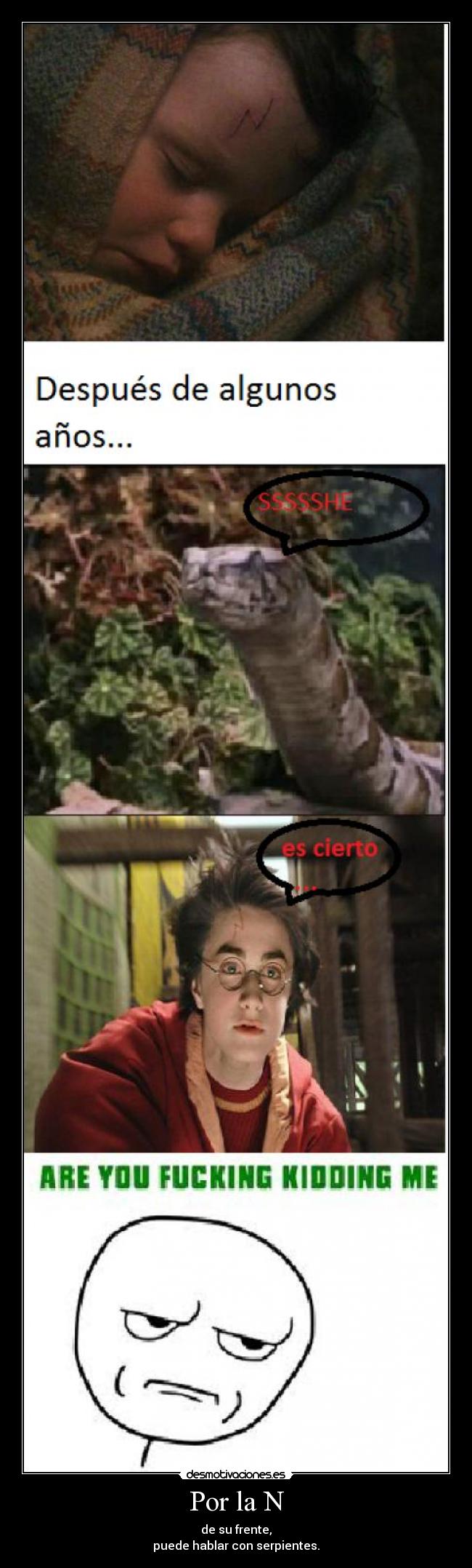 Por la N - de su frente,
puede hablar con serpientes.