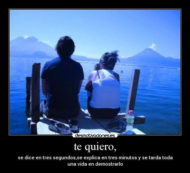te quiero, - se dice en tres segundos,se explica en tres minutos y se tarda toda
una vida en demostrarlo