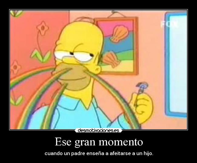 Ese gran momento - cuando un padre enseña a afeitarse a un hijo.