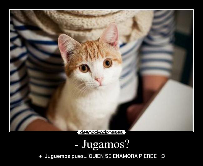 - Jugamos? - + Juguemos pues... QUIEN SE ENAMORA PIERDE :3