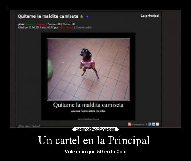 Un cartel en la Principal -