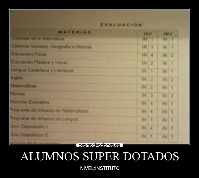 carteles institutoalumnos super dotadosmalas notas buenas notas desmotivaciones