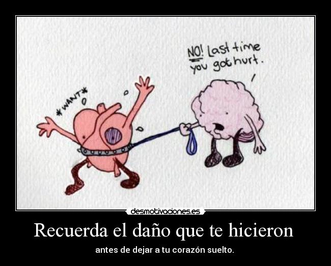 Recuerda el daño que te hicieron  - antes de dejar a tu corazón suelto. 