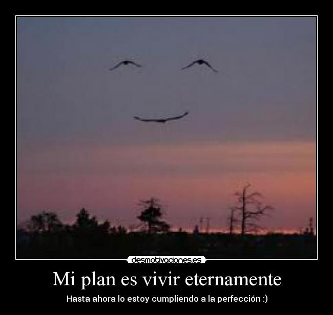 Mi plan es vivir eternamente - Hasta ahora lo estoy cumpliendo a la perfección :)