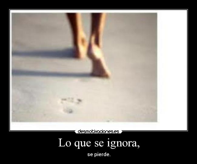 Lo que se ignora, - se pierde.