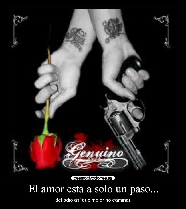 El amor esta a solo un paso... - del odio así que mejor no caminar.