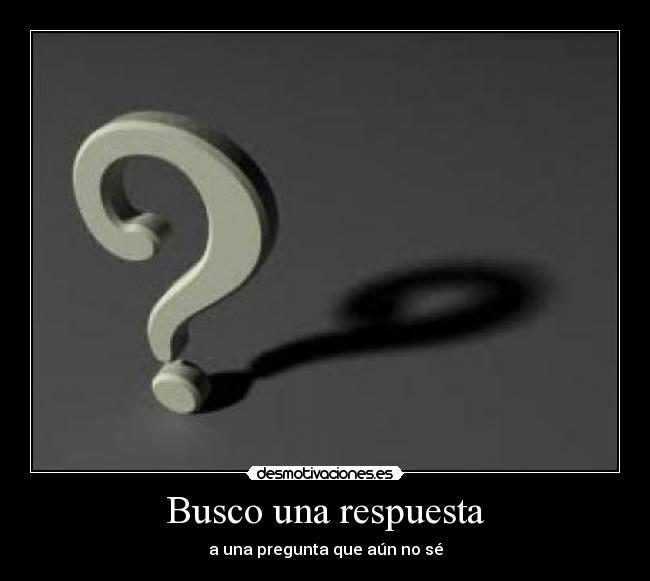 Busco una respuesta - a una pregunta que aún no sé