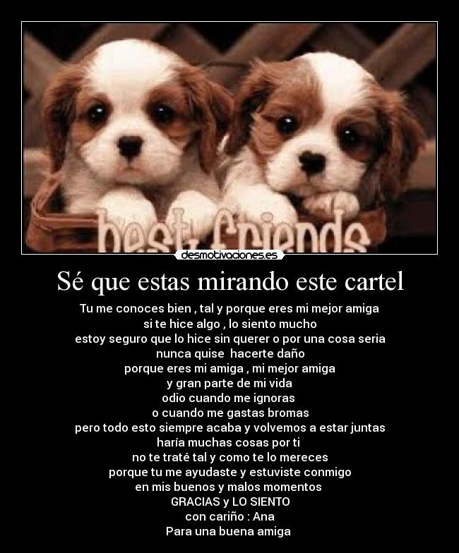 Sé que estas mirando este cartel -