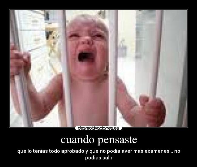 cuando pensaste - que lo tenias todo aprobado y que no podia aver mas examenes... no podias salir
