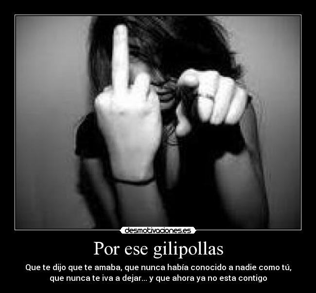 Por ese gilipollas - Que te dijo que te amaba, que nunca había conocido a nadie como tú,
que nunca te iva a dejar... y que ahora ya no esta contigo