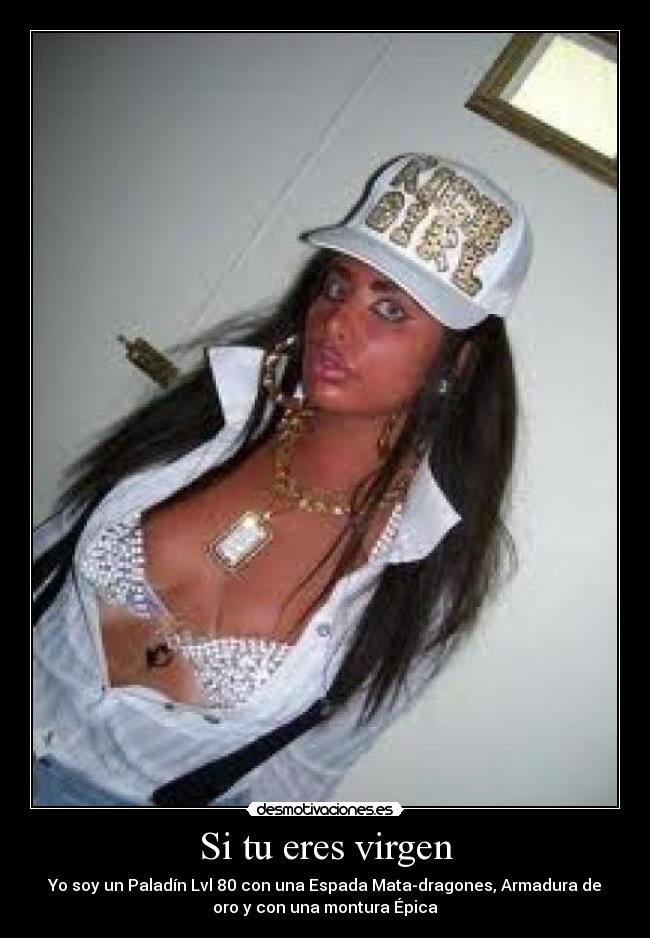 Si tu eres virgen - Yo soy un Paladín Lvl 80 con una Espada Mata-dragones, Armadura de
oro y con una montura Épica