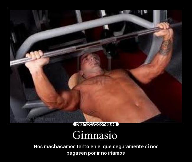 Gimnasio - Nos machacamos tanto en el que seguramente si nos
pagasen por ir no iríamos