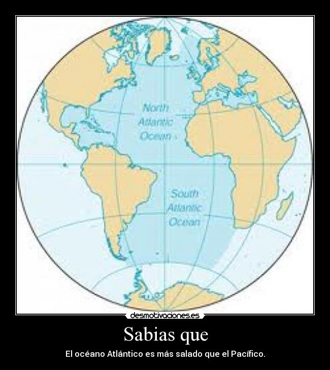Sabias que - El océano Atlántico es más salado que el Pacífico.
