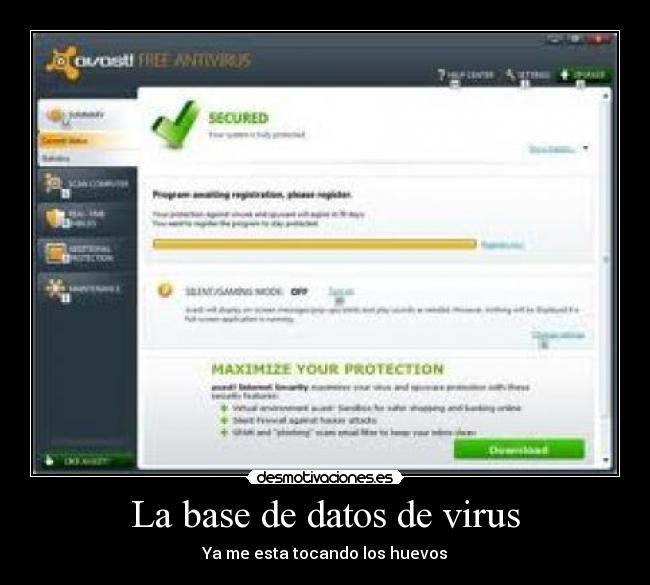La base de datos de virus - Ya me esta tocando los huevos