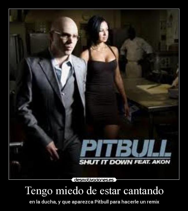 Tengo miedo de estar cantando - en la ducha, y que aparezca Pitbull para hacerle un remix