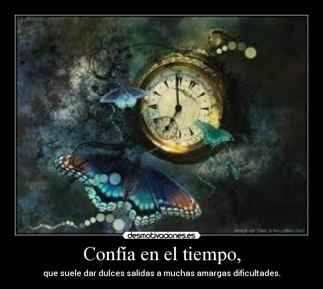 Confía en el tiempo, - que suele dar dulces salidas a muchas amargas dificultades.