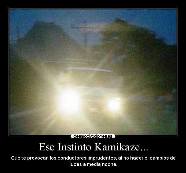 Ese Instinto Kamikaze... - Que te provocan los conductores imprudentes, al no hacer el cambios de
luces a media noche.