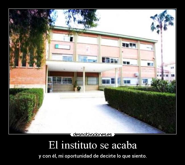 El instituto se acaba - y con él, mi oportunidad de decirte lo que siento.