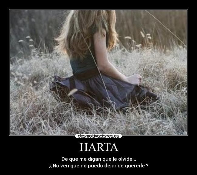 HARTA - De que me digan que le olvide...
¿ No ven que no puedo dejar de quererle ?