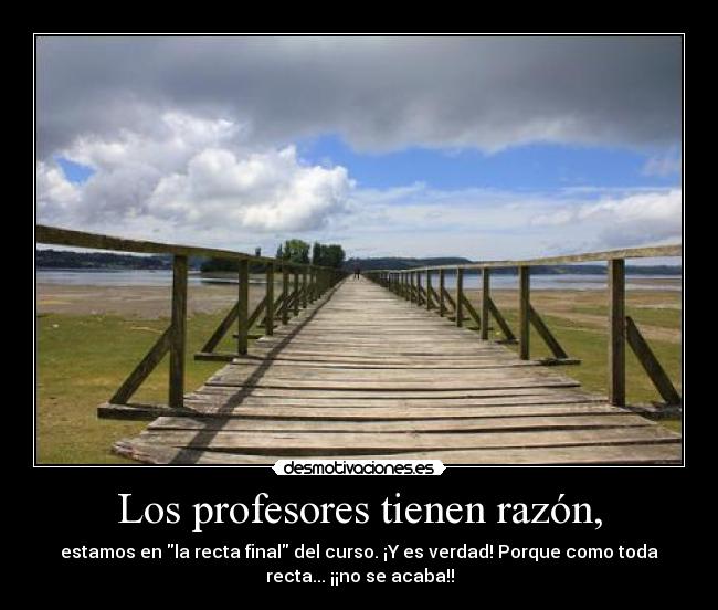 Los profesores tienen razón, - estamos en la recta final del curso. ¡Y es verdad! Porque como toda
recta... ¡¡no se acaba!!