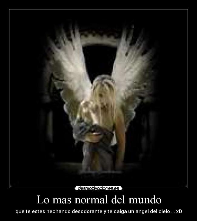 Lo mas normal del mundo - que te estes hechando desodorante y te caiga un angel del cielo ... xD
