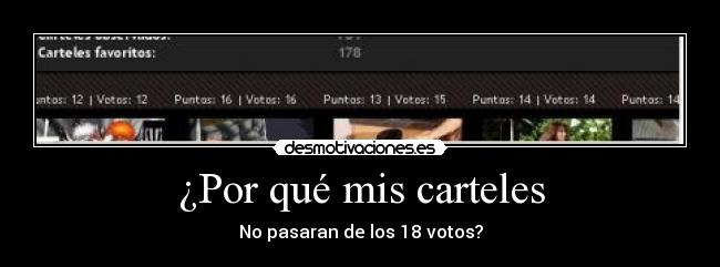 ¿Por qué mis carteles - No pasaran de los 18 votos?