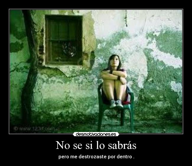 No se si lo sabrás - pero me destrozaste por dentro .