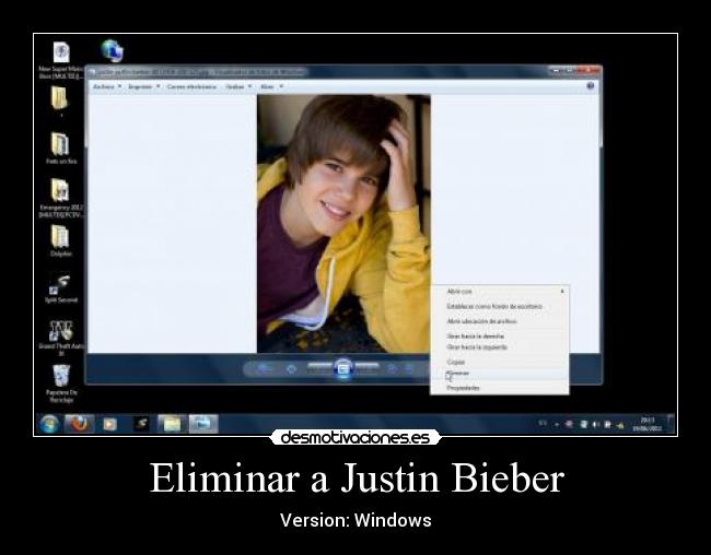 carteles eliminarajustinbieberenversionwindows desmotivaciones