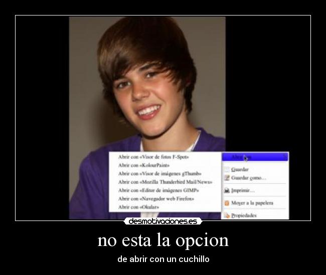 no esta la opcion - de abrir con un cuchillo