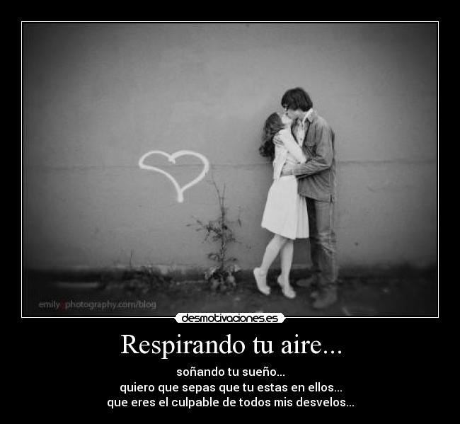 Respirando tu aire... - soñando tu sueño...
quiero que sepas que tu estas en ellos...
que eres el culpable de todos mis desvelos...