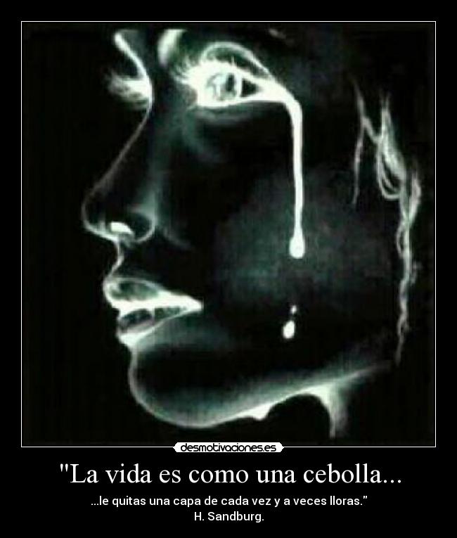 La vida es como una cebolla... - ...le quitas una capa de cada vez y a veces lloras.
H. Sandburg.