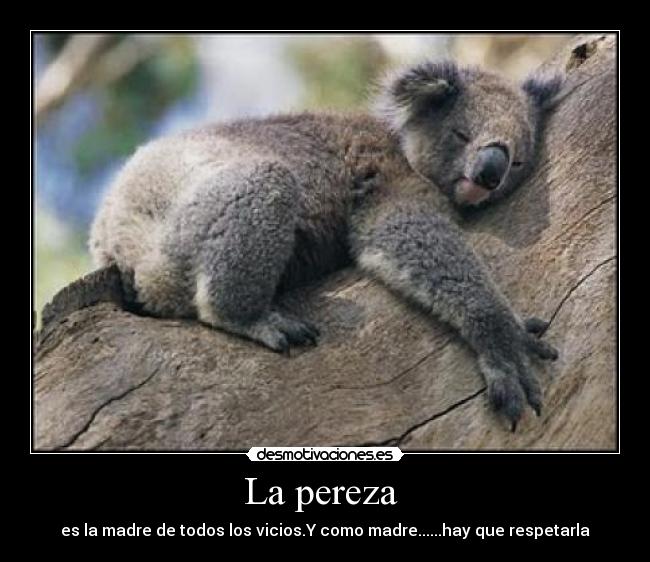 La pereza  - es la madre de todos los vicios.Y como madre......hay que respetarla