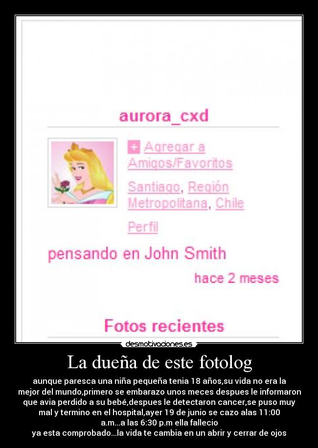 La dueña de este fotolog -