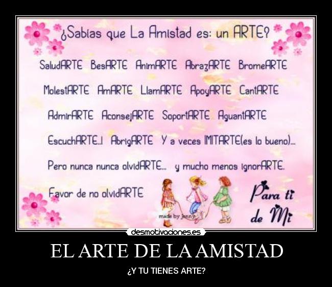 EL ARTE DE LA AMISTAD -