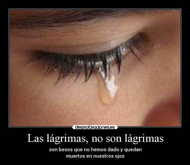 Las lágrimas, no son lágrimas - son besos que no hemos dado y quedan
muertos en nuestros ojos