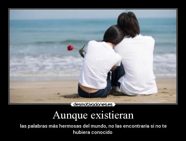 Aunque existieran - las palabras más hermosas del mundo, no las encontraría si no te hubiera conocido
