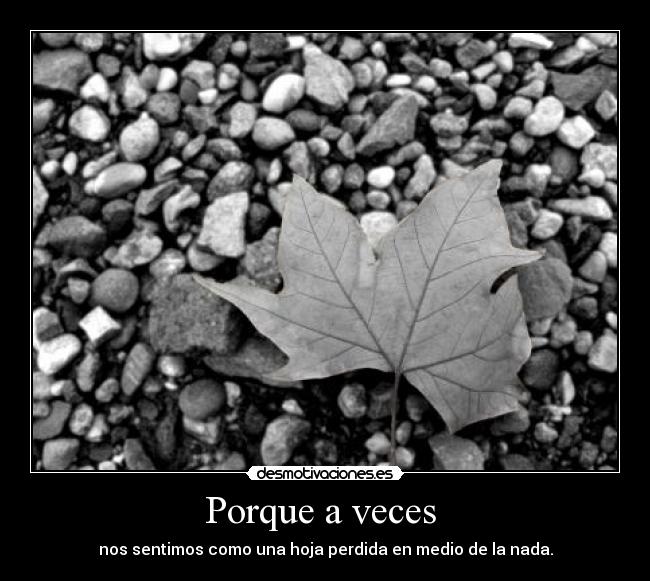 Porque a veces  - nos sentimos como una hoja perdida en medio de la nada.