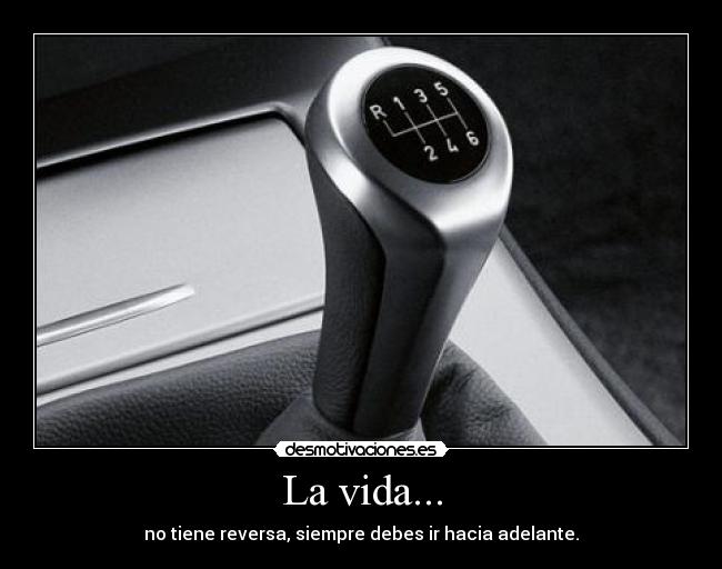 La vida... - no tiene reversa, siempre debes ir hacia adelante.