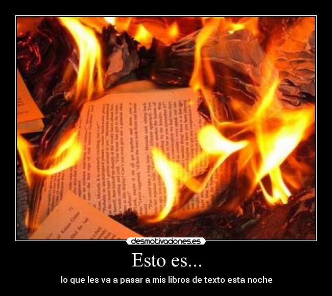 Esto es... - lo que les va a pasar a mis libros de texto esta noche