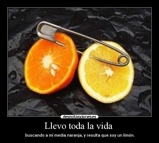 Llevo toda la vida - buscando a mi media naranja, y resulta que soy un limón.