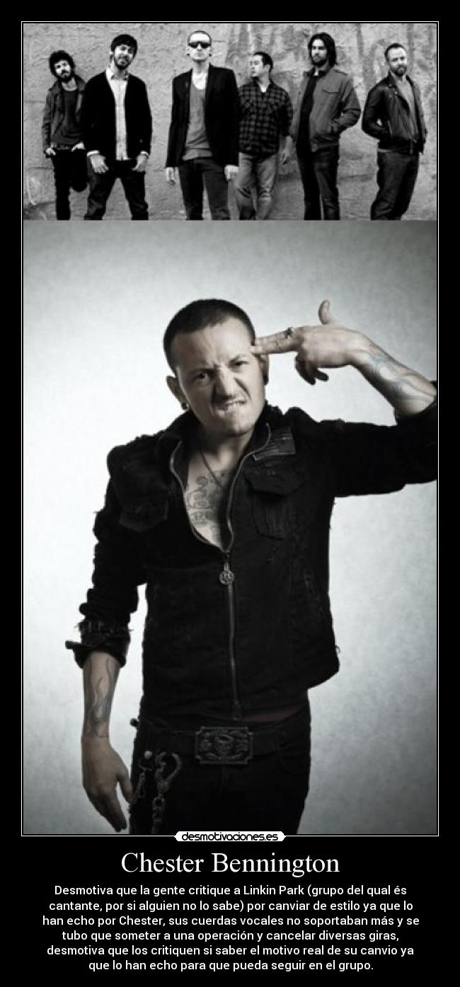 carteles chester bennington desmotivaciones