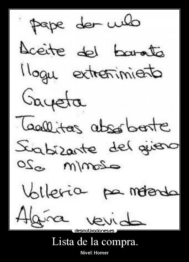 Lista de la compra. -